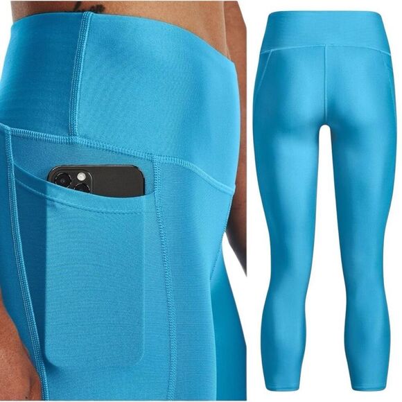 Under Armour UA Blue HeatGear High No-Slip Waistband Ankle Leggings Size XXL - Picture 3 of 11